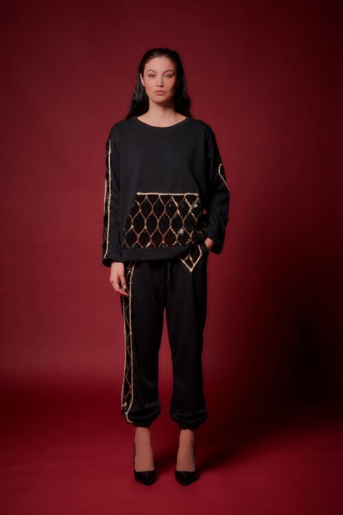 Φούτερ με λεπτομέρειες παγιέτας και τσέπη καγκουρό