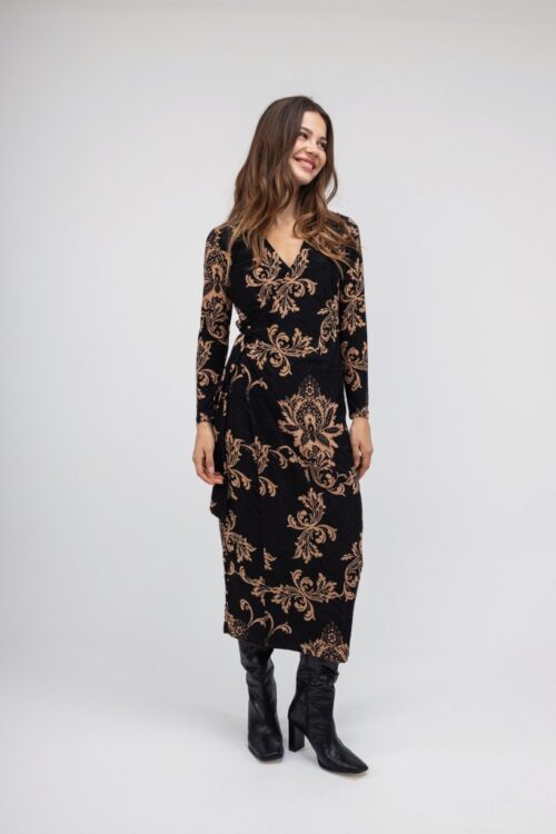 Μίντι φόρεμα εμπριμέ κρουαζέ