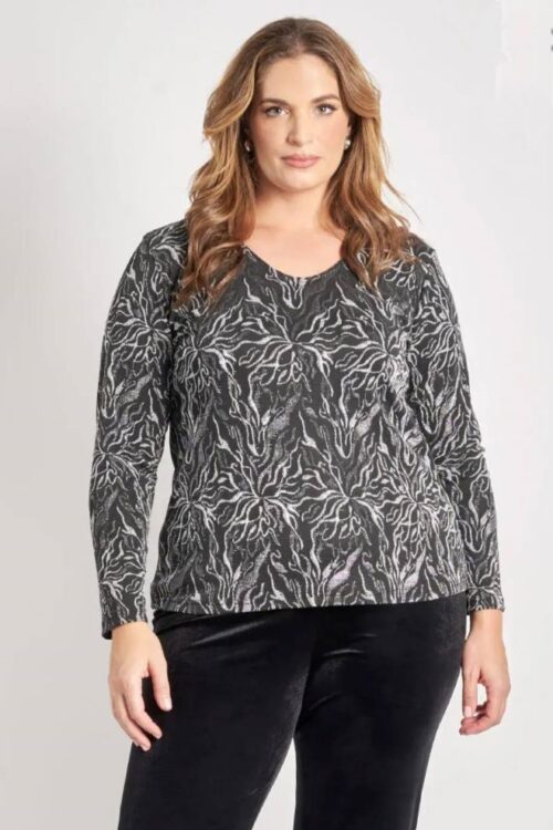 Μπλούζα εμπριμέ λουρεξ ελαστική