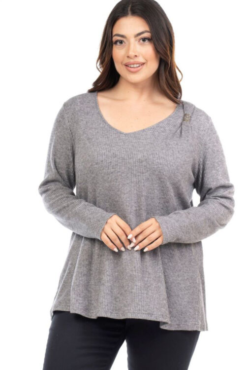 Μπλούζα πλεκτή με ασημοκλωστή και λεπτομέρεια πιάσιμο στον ώμο