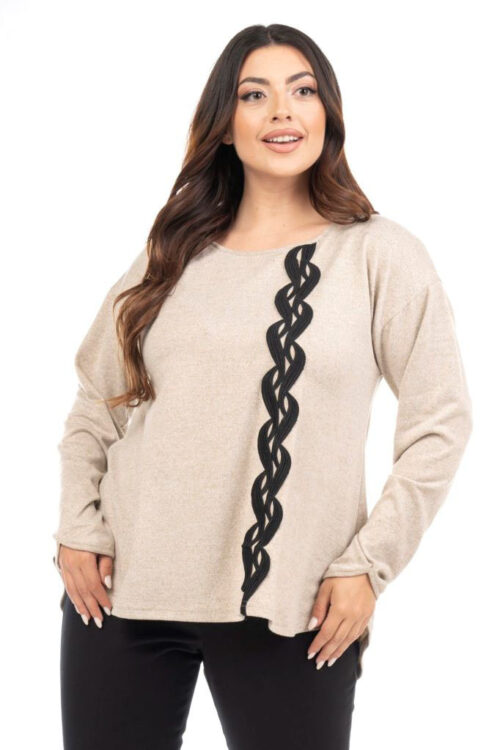 Πλεκτή μπλούζα με λεπτομέρεια τρέσα πλεκτή