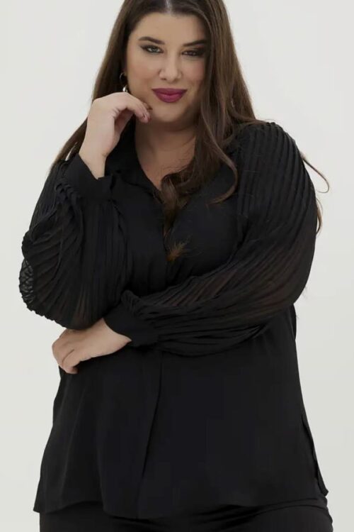 Πουκάμισο με γιακά και πλισέ μανίκι