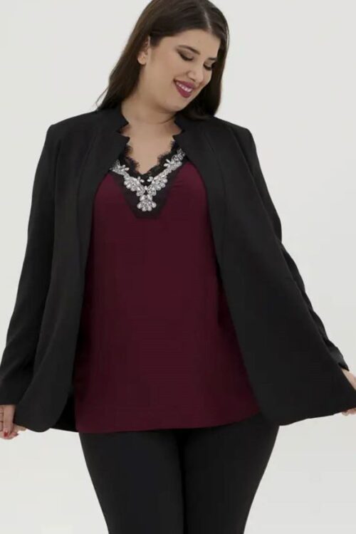 Σακάκι κρεπ με μαο γιακά