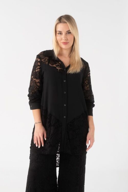 Πουκαμίσα με λεπτομέρειες δαντέλας σε πολύ άνετη γραμμή