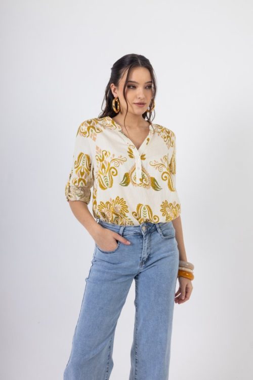 Πουκάμισο με χρυσό-κίτρινο μοτίβο