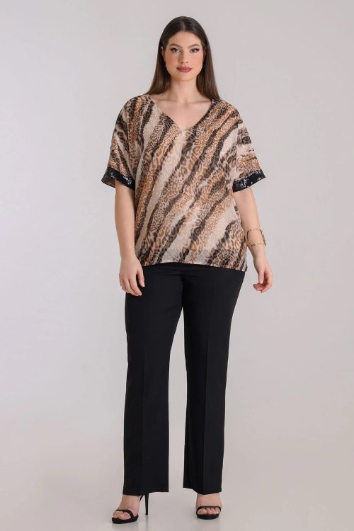 Μπλούζα μουσελίνα animal print