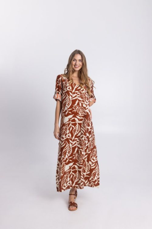 Φόρεμα κανελί floral